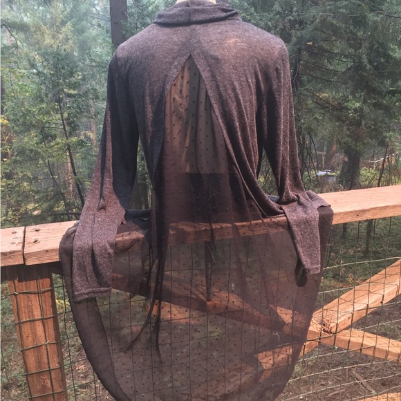 A'Reve Tops - A’reve soft gun metal gray knit tunic top / dress with inset back